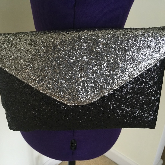 J. Crew Glitter Black Silver Purse Clutch Brand New - Picture 2 of 10